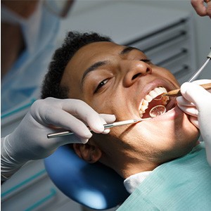 Man smiling during dental checkup